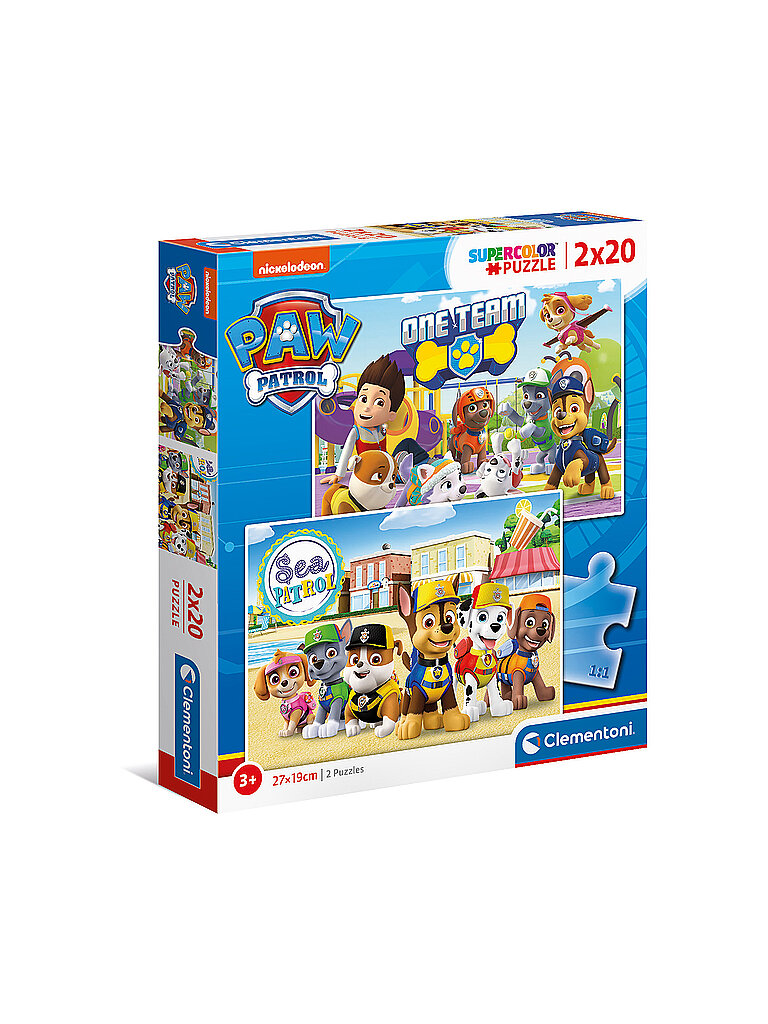 CLEMENTONI Kinderpuzzle 2 x 20 Teile Supercolor Paw Patrol