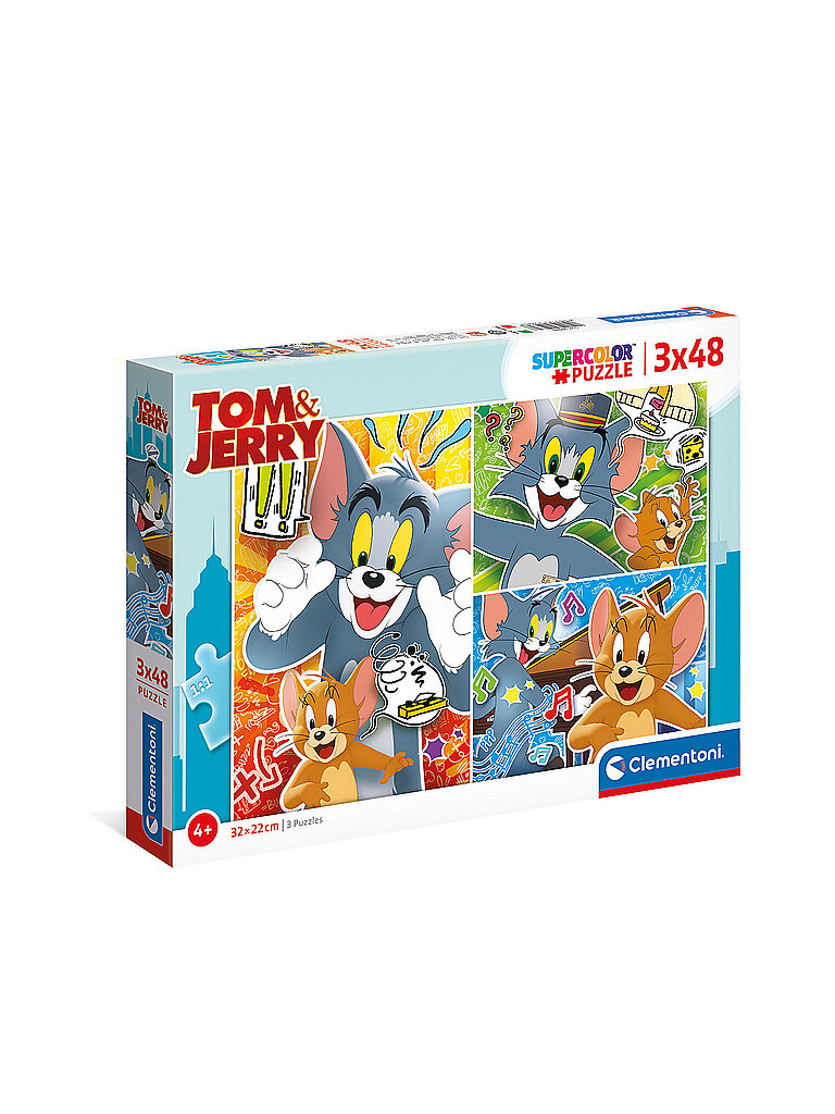 CLEMENTONI Kinderpuzzle 3 x 48 Teile Supercolor Tom & Jerry