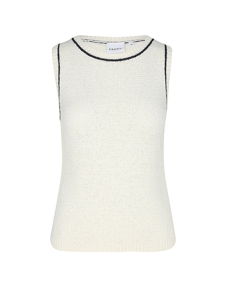 Ärmelloser Rundhals-Pullover aus feinem Strick mit kontrastierenden Details Damen COMMA
