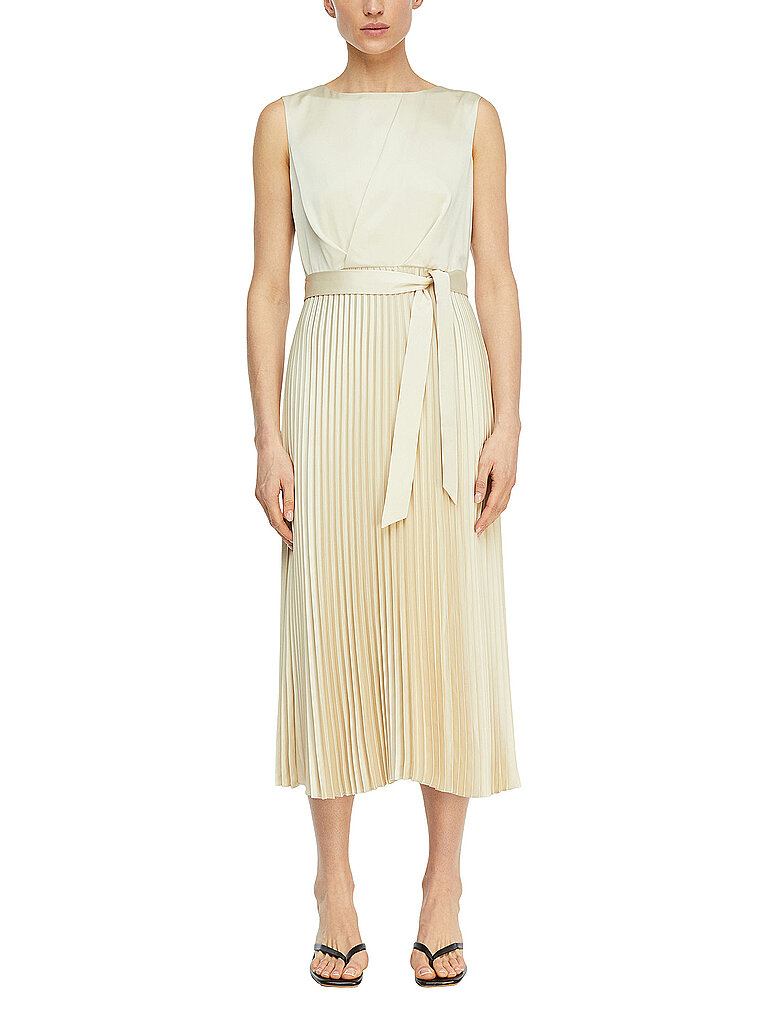 Plissiertes Satin-Kleid mit Gürtel zum Binden in der Taille für Damen COMMA