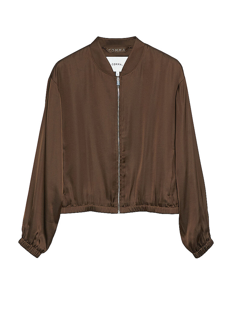 Luxuriöse Satin-Bomberjacke für Damen, kurz COMMA