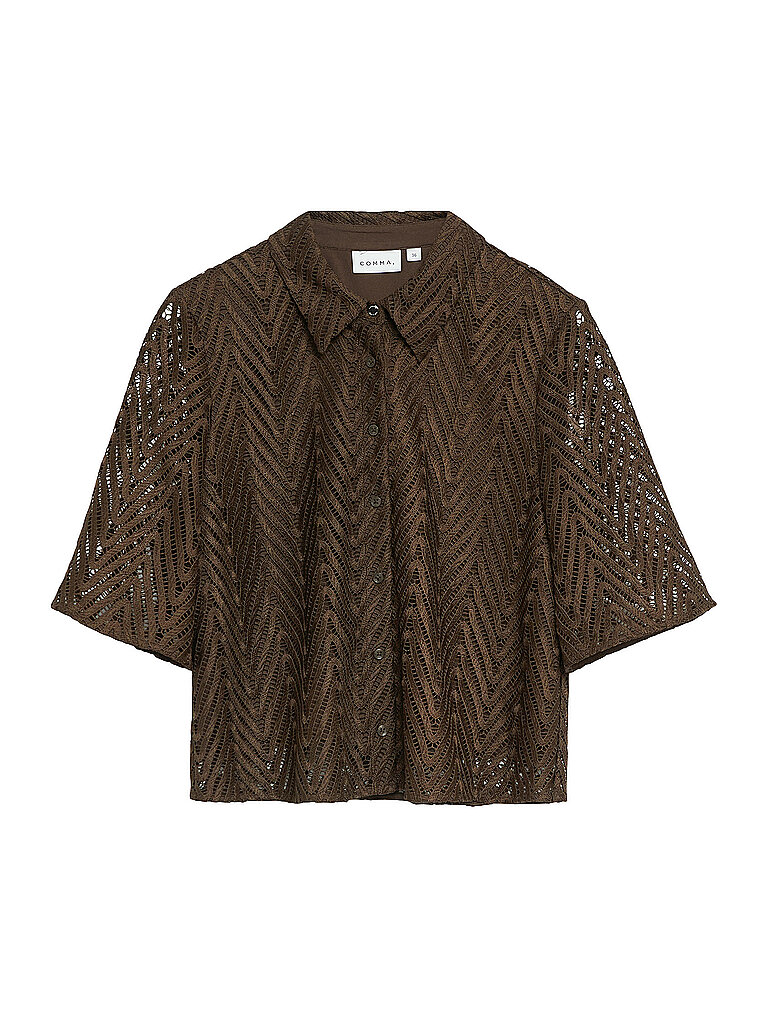 Bluse aus Spitze mit Hemdkragen und halblangen Ärmeln Damen COMMA