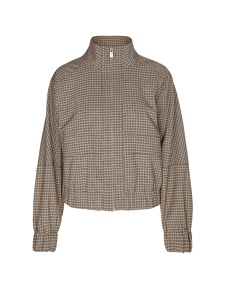 Hemdjacke mit Karos, Stehkragen, Reißverschluss Damen COMMA