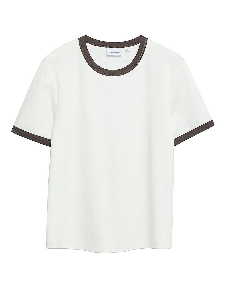 Hochwertiges Baumwoll-T-Shirt mit kontrastierenden Ärmeln Damen COMMA