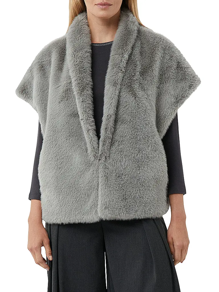 COMMA | Gilet in Felloptik | Grau