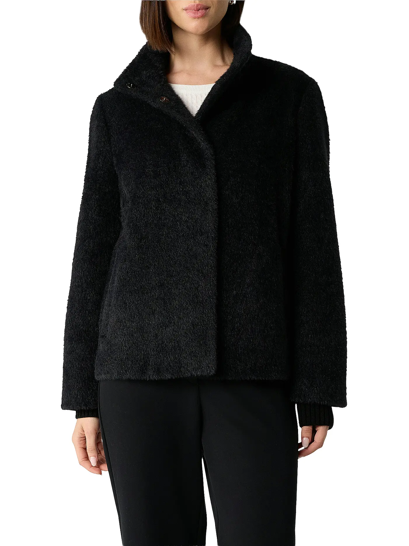 COMMA | Jacke in Felloptik | schwarz