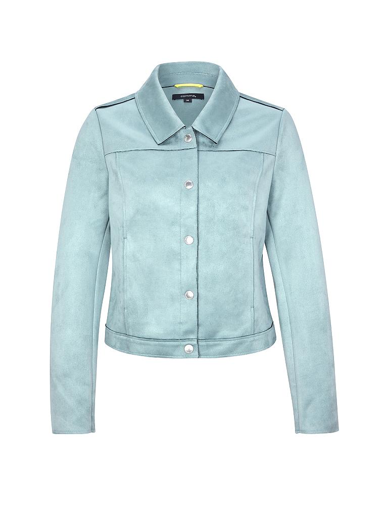 Comma Kurze Lederoptik Jacke - Boxy Jacke Mit Hemdkragen