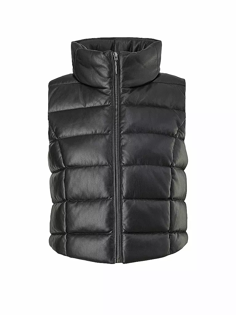 COMMA | Steppgilet in Lederoptik | schwarz