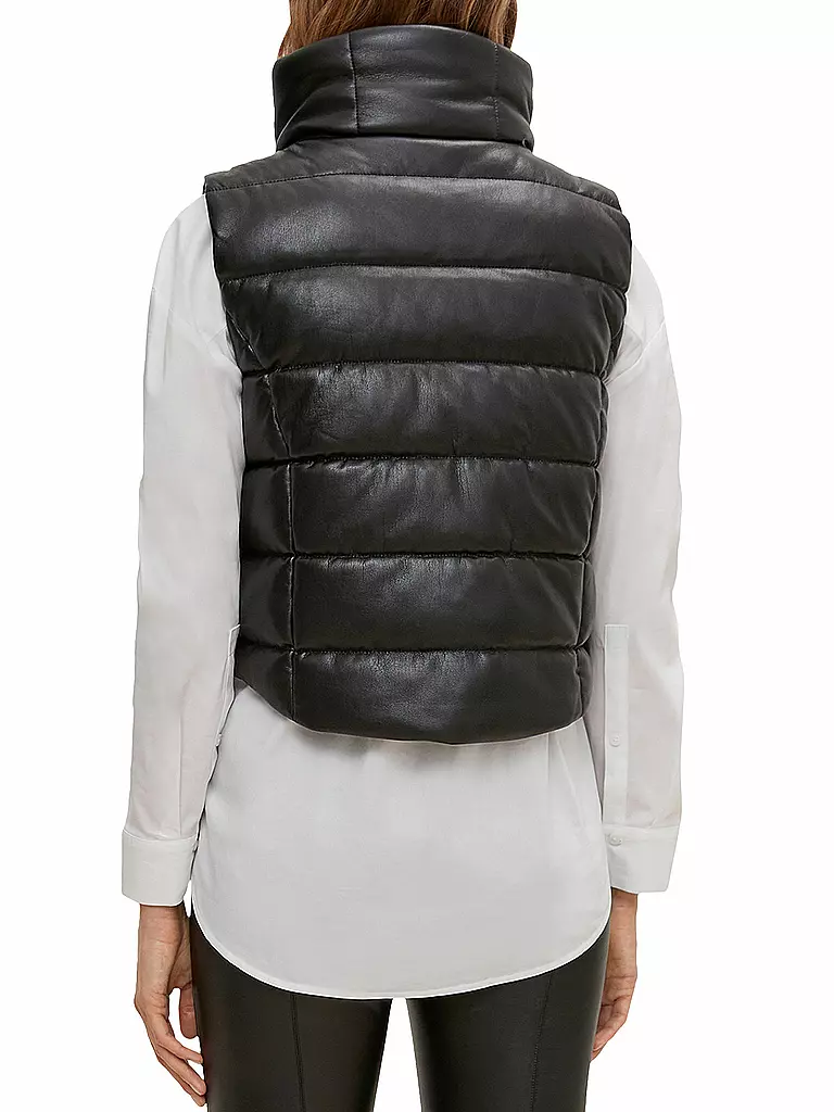 COMMA | Steppgilet in Lederoptik | schwarz