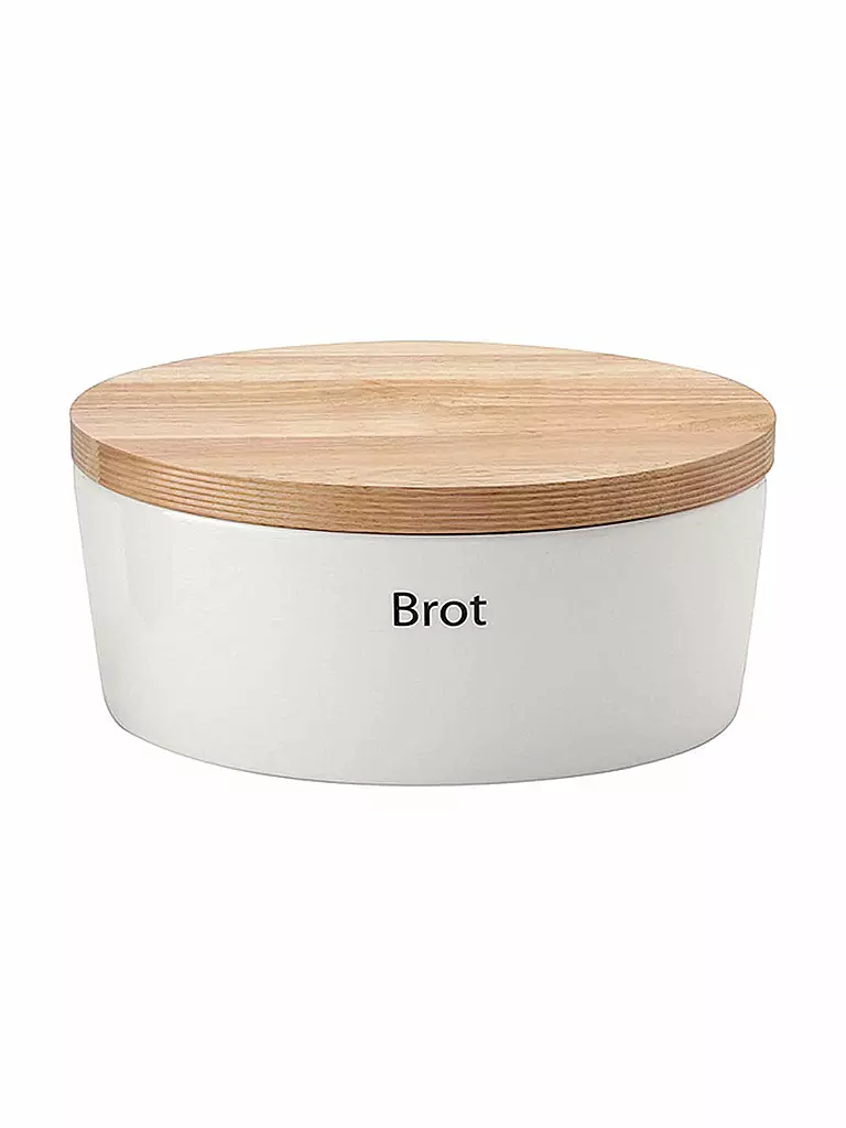 CONTINENTA | Brottopf oval mit Holzdeckel 36x23cm | weiss