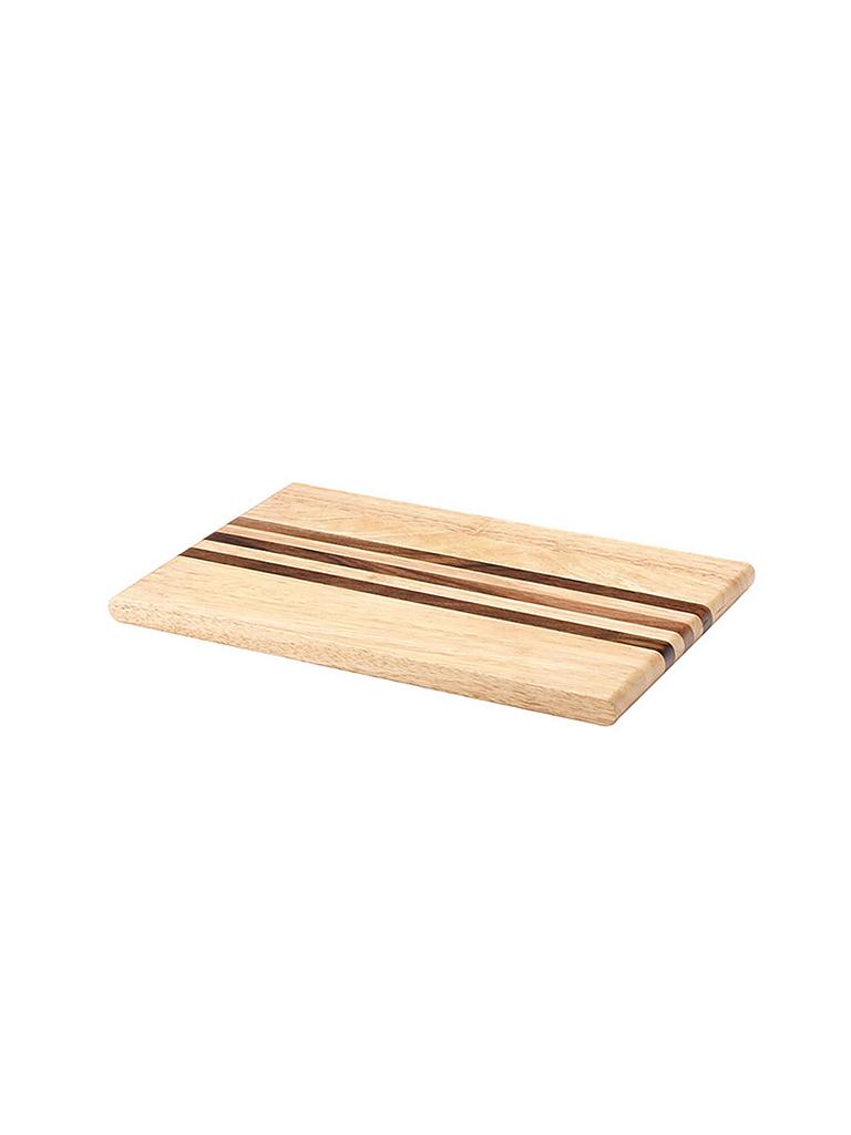 CONTINENTA | Holz-Schneidbrett mit Streifen 36x23cm (Gummibaumholz) | braun