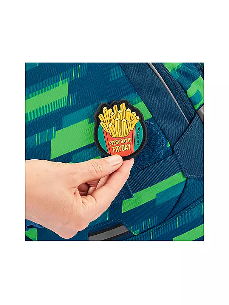 COOCAZOO | Schulrucksack MATE Lime Stripe | dunkelblau