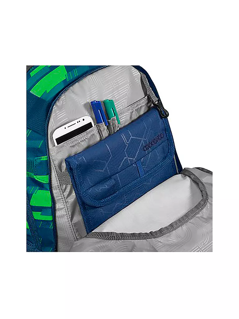 COOCAZOO | Schulrucksack MATE Lime Stripe | dunkelblau