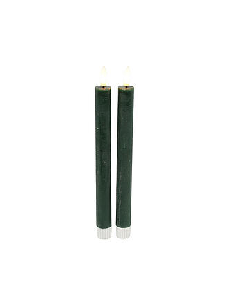 COUNTRYFIELD | LED Kerze 2er Set Rustikal  24x2,2cm Dunkelgrün