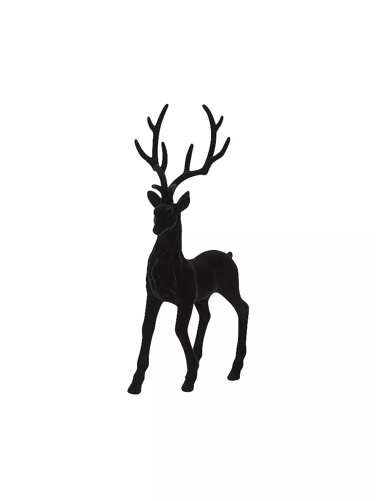 COUNTRYFIELD | Dekofigur - Hirsch stehend beflockt MEA Schwarz | schwarz