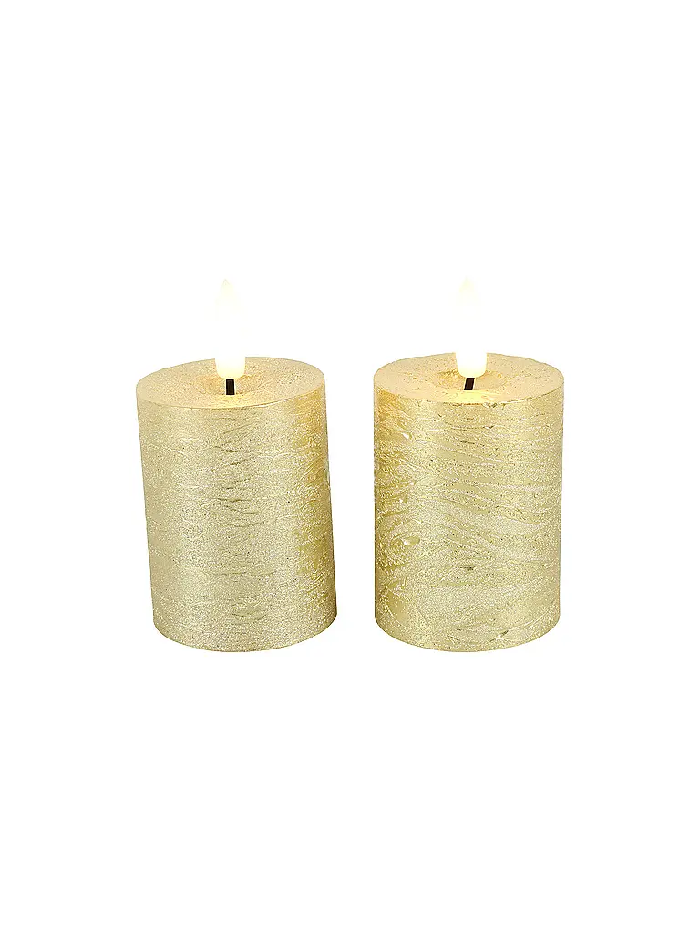 COUNTRYFIELD | Led Kerzen 2er Set LYON 5x9cm Gold | gold