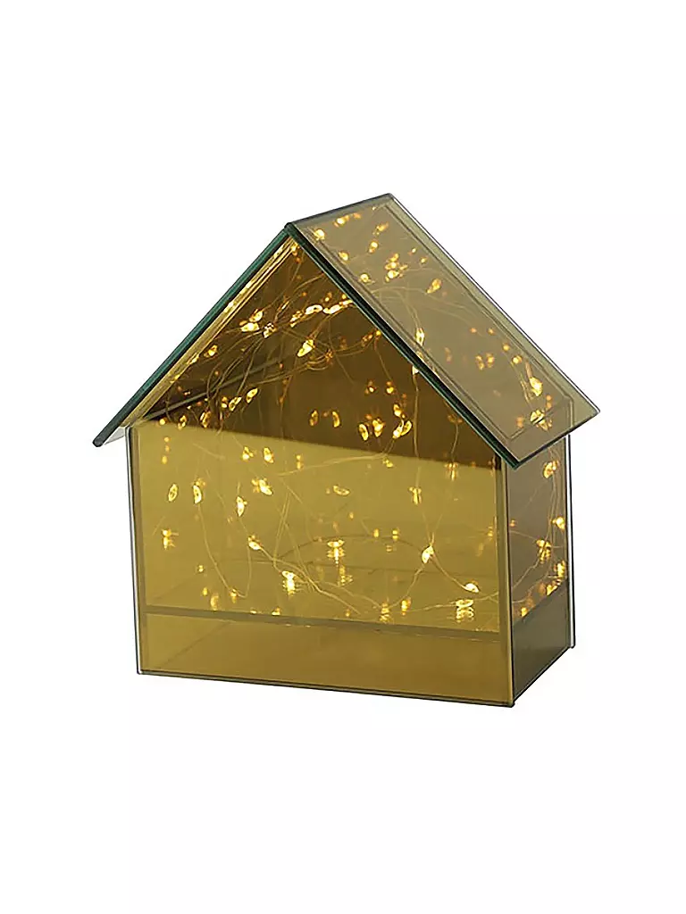 COUNTRYFIELD | Spiegelbox Haus ELITE M LED-Timer 17x10x17cm Gold | gold