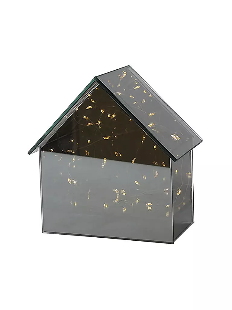 COUNTRYFIELD | Spiegelbox Haus ELITE M LED-Timer 17x10x17cm Grau | silber
