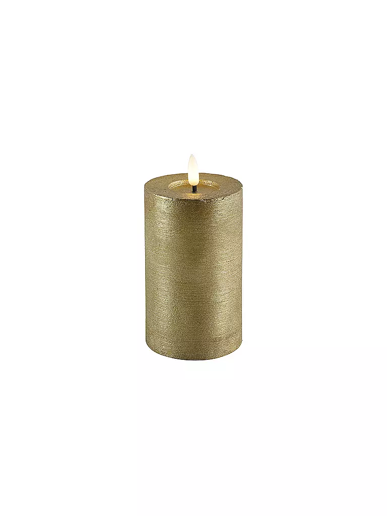 COUNTRYFIELD | Stumpenkerze Rustikal LED Lyon M Gold | gold