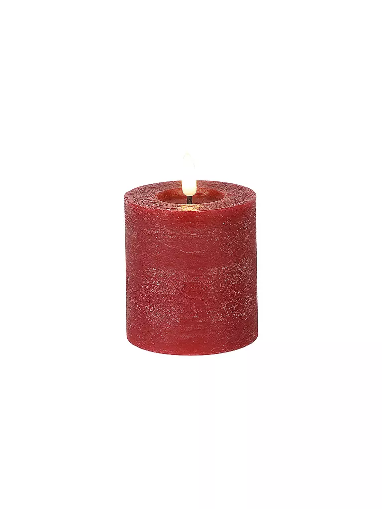 COUNTRYFIELD | Stumpenkerze Rustikal LED Lyon S Rot | dunkelrot