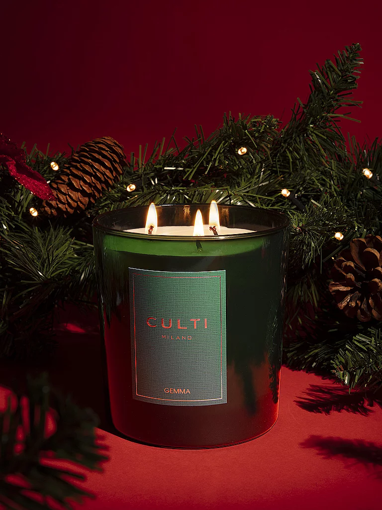 CULTI Bougie de Noël 550g grande GEMMA Vert vert foncé