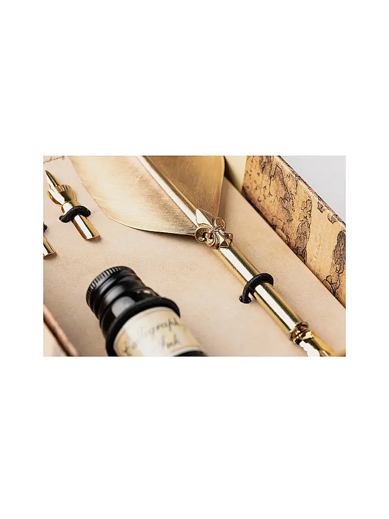 DALLAITI | Schreibset mit großem goldenen Federstift Gold | Gold
