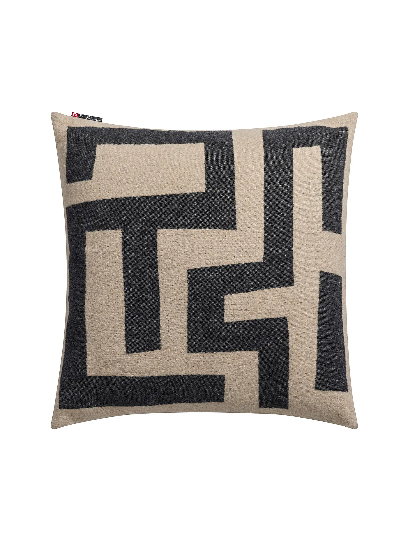 DAVID FUSSENEGGER | Kissenhülle SILVRETTA 50x50cm Labyrinth Grau | beige