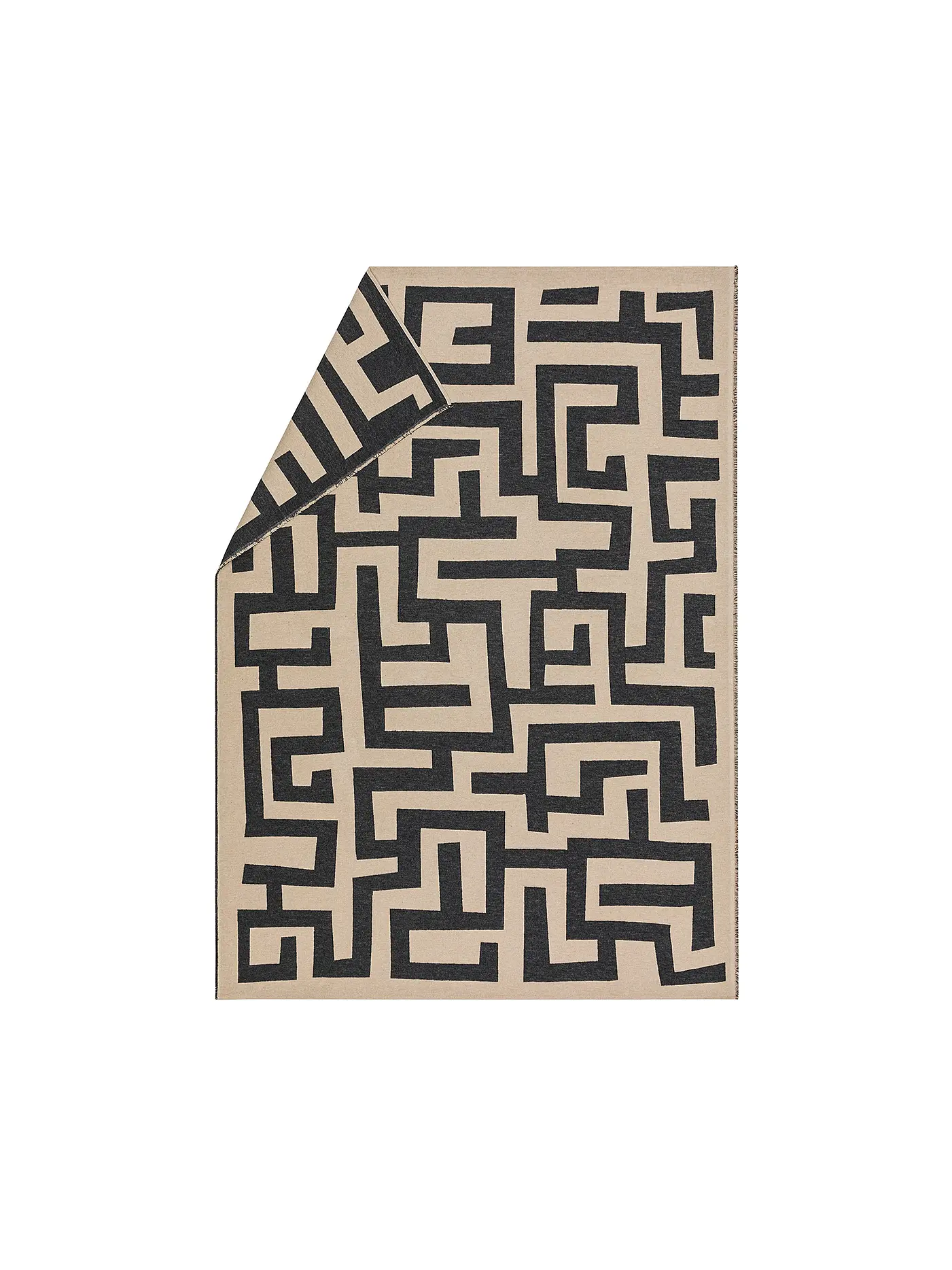 DAVID FUSSENEGGER | Wohndecke - Plaid LUCA 140x200cm Labyrinth Dunkelgrau | beige