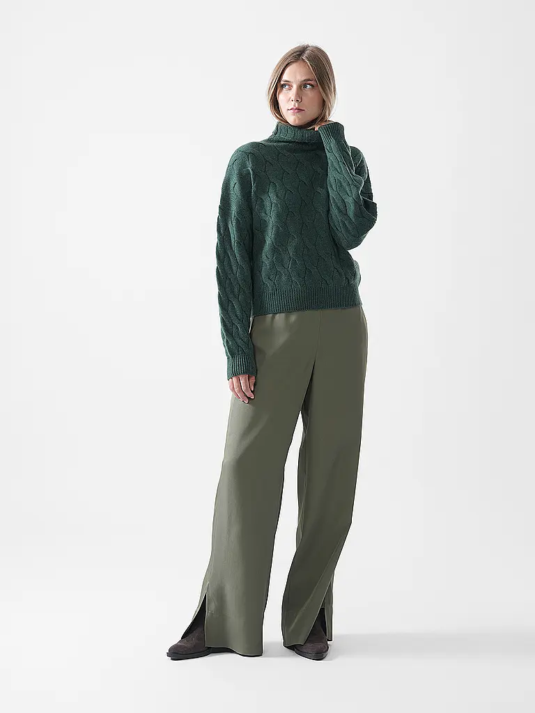 DAVIDA | Kaschmirpullover CHUNKY CABLE | grün