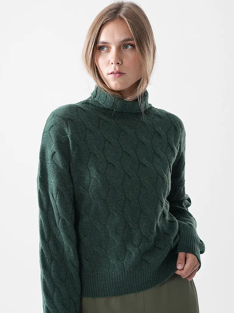 DAVIDA | Kaschmirpullover CHUNKY CABLE | grün