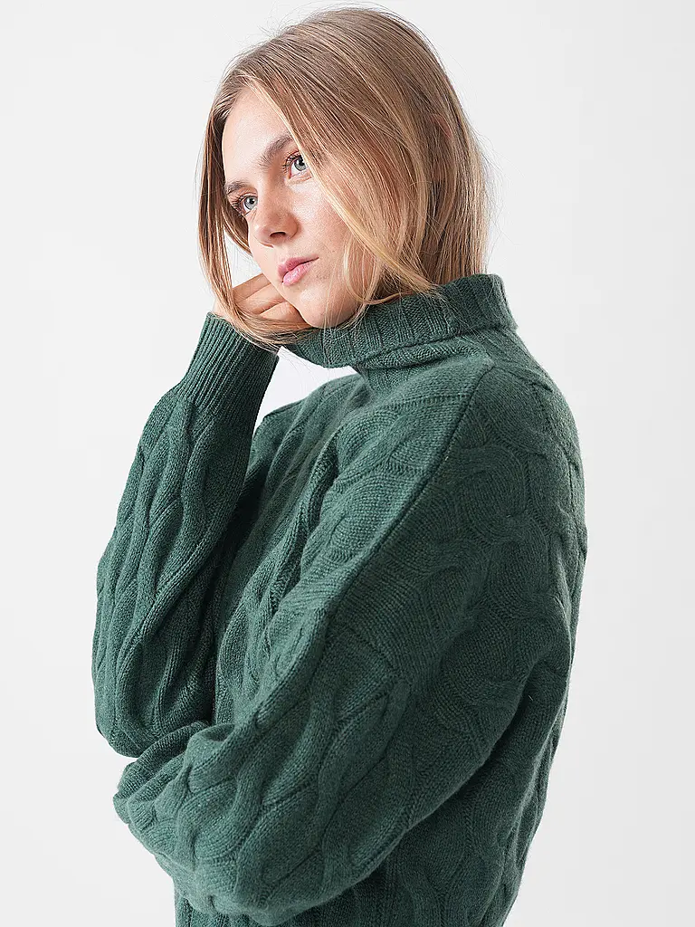 DAVIDA | Kaschmirpullover CHUNKY CABLE | grün