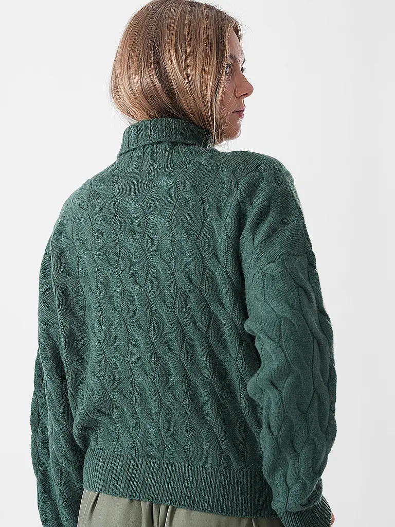 DAVIDA | Kaschmirpullover CHUNKY CABLE | grün