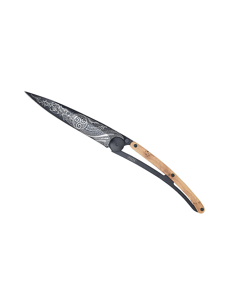 DEEJO Taschenmesser Wacholderholz Schwarz KELTISCH 37G schwarz – DEEJO