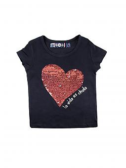 DESIGUAL Mädchen- T-Shirt mit Wende-Pailletten