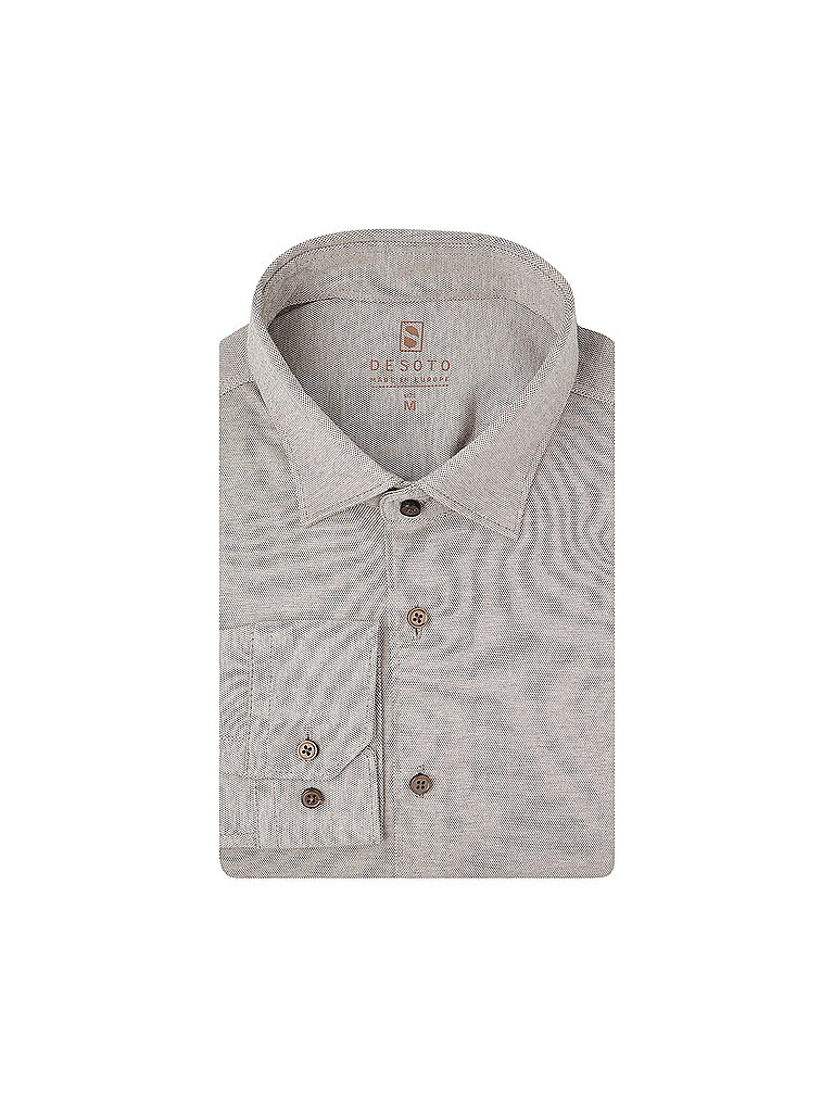 Desoto Slim Fit Jerseyhemd hellbraun Einfarbig XS