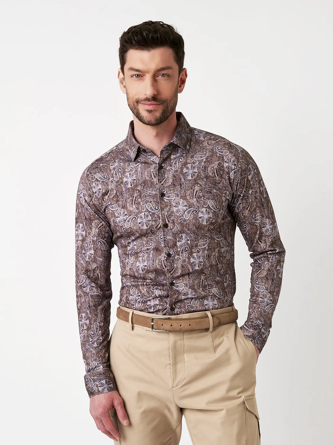 DESOTO | Jerseyhemd Slim Fit  | braun