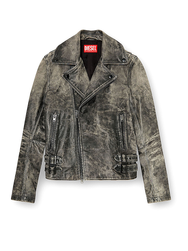 DIESEL Lederjacke grau | 48