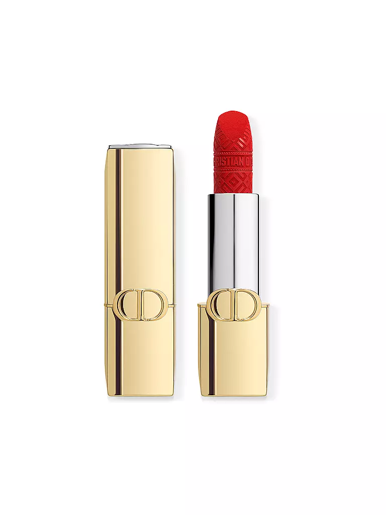 DIOR | Rouge Dior Limitierte Edition Couture Lippenstift - Goldenes Case und gravierter Stick (999) | rot