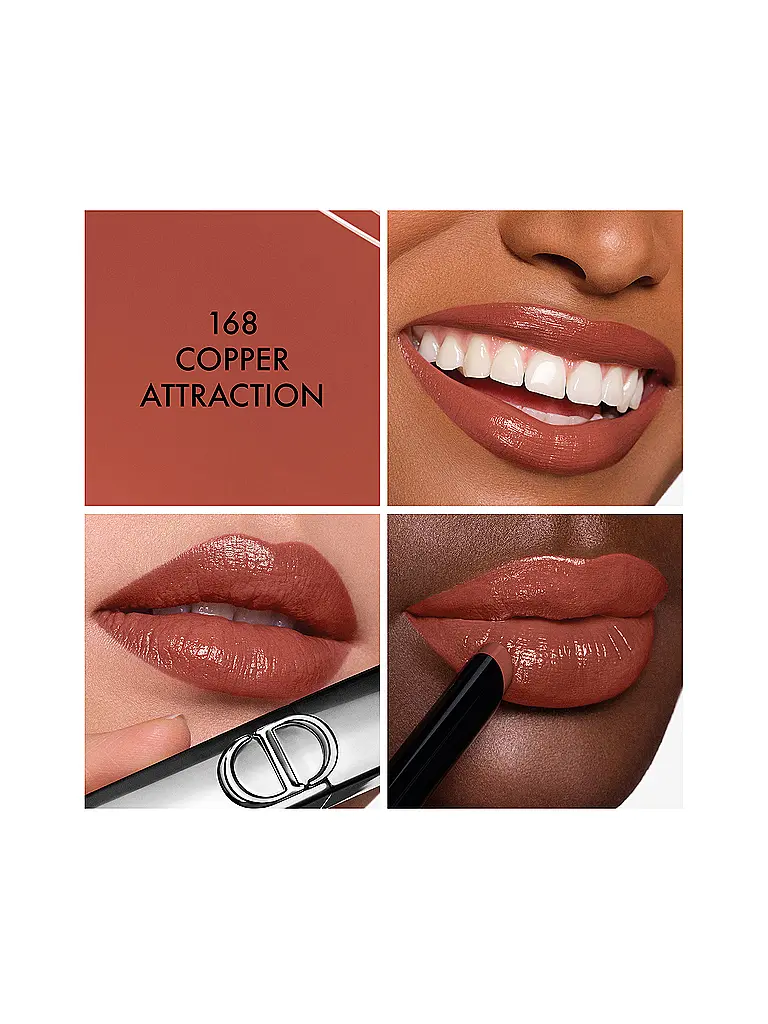 DIOR | Rouge Dior On Stage - Lippenstift der lange hält und nicht austrocknet mit Shine-Finish (168 Copper Attraction) | koralle