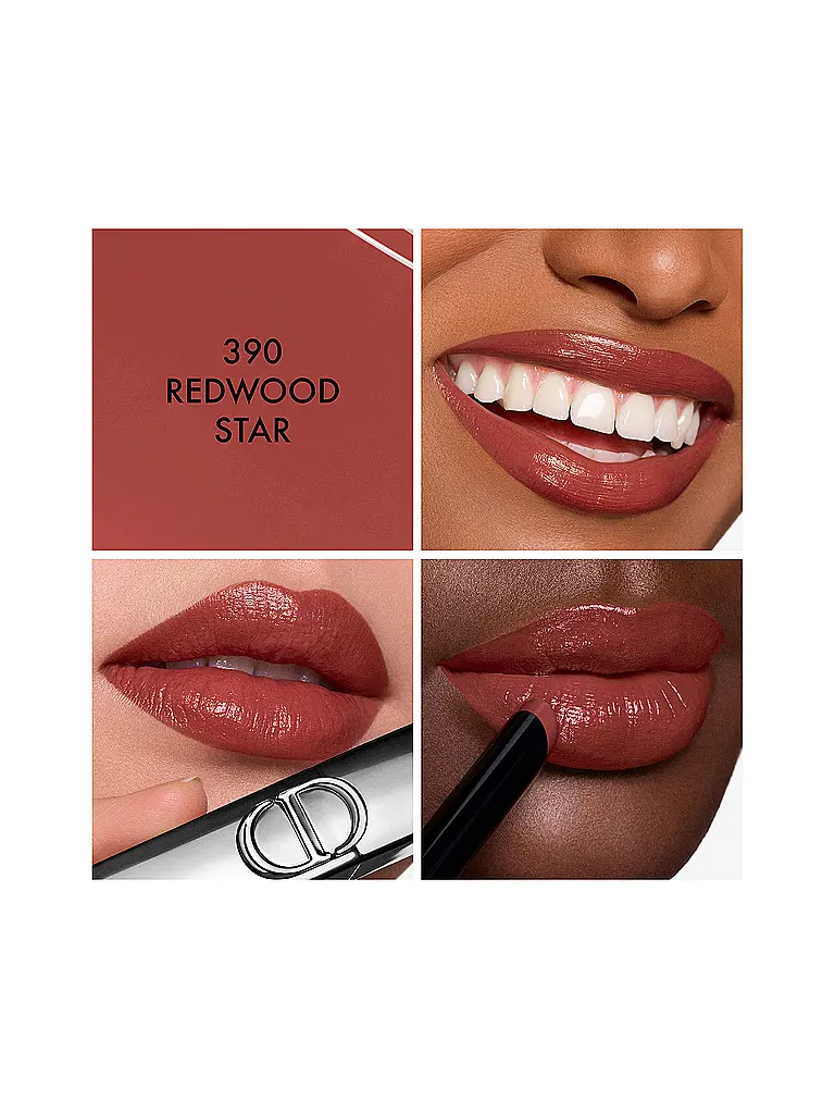 DIOR | Rouge Dior On Stage - Lippenstift der lange hält und nicht austrocknet mit Shine-Finish (390 Redwood Star) | beere