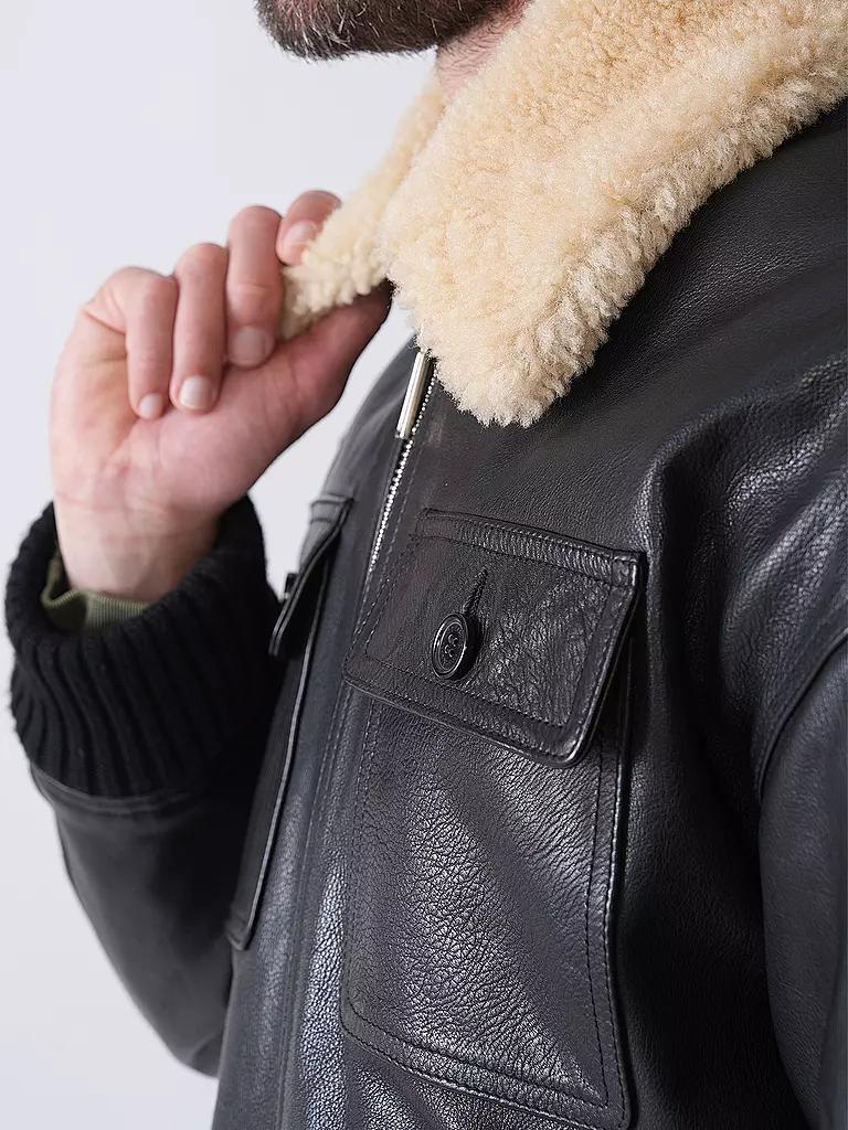 DSQUARED2 | Lederjacke AVIATOR | schwarz