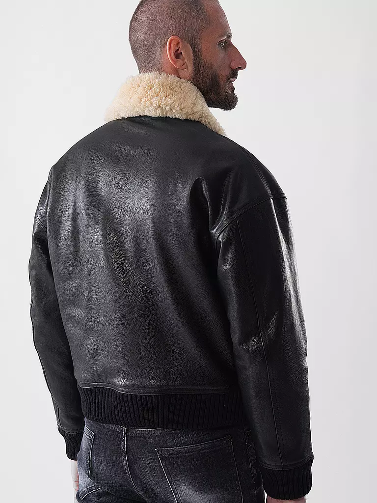 DSQUARED2 | Lederjacke AVIATOR | schwarz