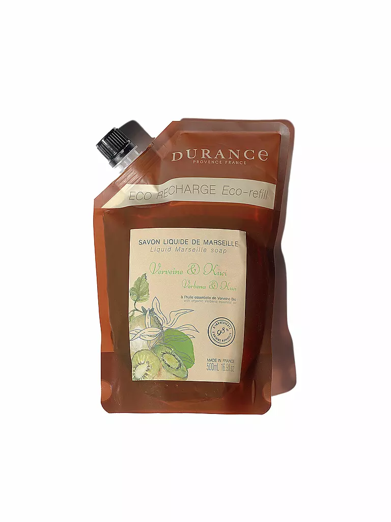 DURANCE | Refill Marseiller Flüssigseife Verbene & Kiwi 500ml | braun