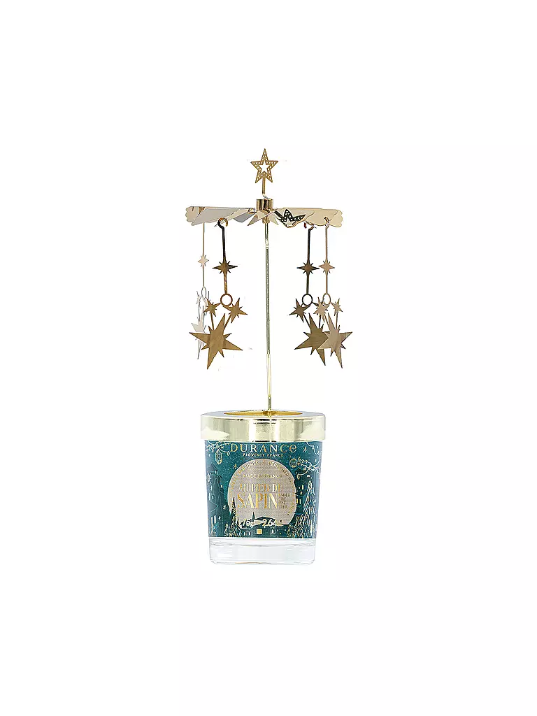 DURANCE | Weihnachts Duftkerze 75g mit Karussell Am Tannenbaum | dunkelgrün