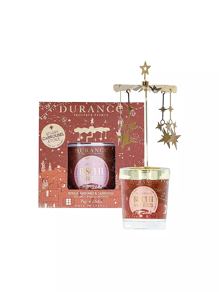DURANCE | Weihnachts Duftkerze 75g mit Karussell Spritzgebäck | camel