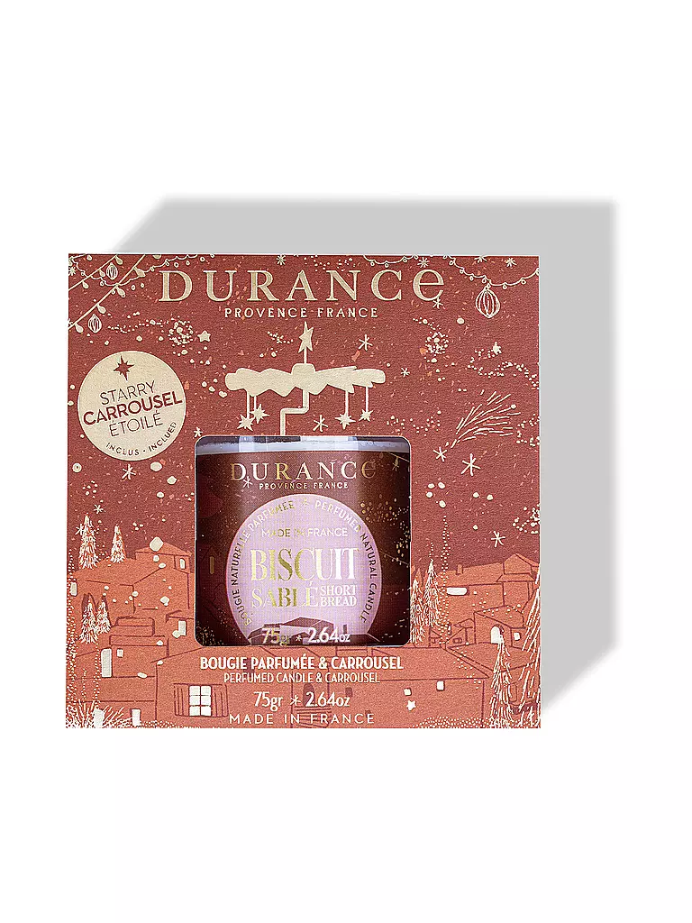 DURANCE | Weihnachts Duftkerze 75g mit Karussell Spritzgebäck | camel