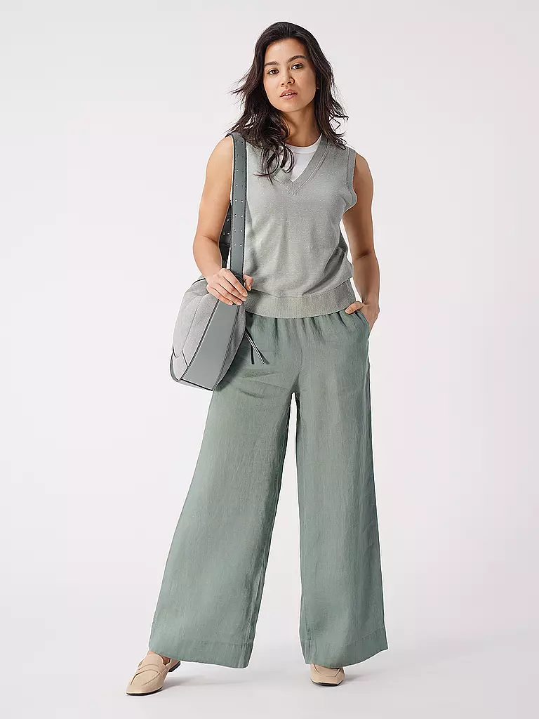 ECOALF | Leinenhose  wide leg MOSAALF | hellgrau