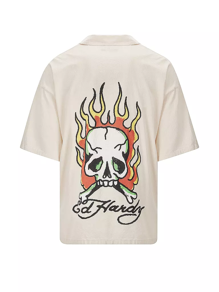 ED HARDY | Hemd Regular Fit SKULL FLAMES  | beige