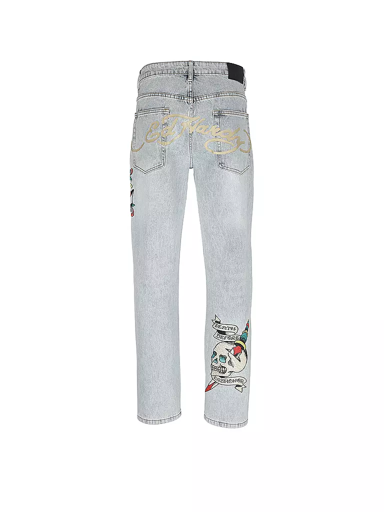 ED HARDY | Jeans Loose Fit DEATH BEFORE ATTOO GRAPHIC | hellblau