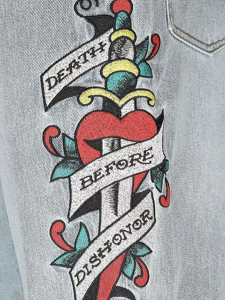 ED HARDY | Jeans Loose Fit DEATH BEFORE ATTOO GRAPHIC | hellblau